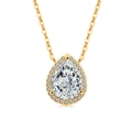 Elegant gold S925 silver necklace with pear-cut ice flower crystal teardrop pendant - 18K Gold (White Zirconia)