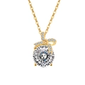 Elegante gouden S925 zilveren ketting met sprankelende strikhanger en ronde zirkoon - 925 zilver / 18K Goud (Witte Zirkoon)