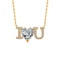 Goldene S925 Sterlingsilber I Love You Herz Kette mit brillanten Zirkonia-Steinen besetzt - 18K Vergoldet (Weißer Zirkonia)
