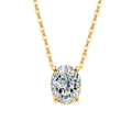 Exquisite gold necklace featuring an oval cut clear gemstone pendant in a prong setting - 18K Gold (White Zirconia)