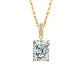 Rectangle cut moissanite pendant with golden claw setting and micro-paved diamond bail - 18K Gold Plated (White Zirconia)