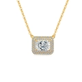 Elegant gold S925 silver necklace with rectangular radiant cut crystal pendant - 18K Gold Plated (White Zirconia)
