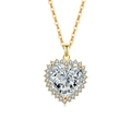 Exquisite herzförmige Halskette mit klarem Edelstein und vergoldeter Kette für Damen - 18K Goldton (Weißer Zirkonia)