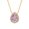 S925 sterling silver necklace with a pink pear-shaped gemstone pendant in gold plating - 18K Gold Plated (Pink Zirconia)
