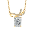 Bowtie design gold necklace featuring a large rectangular radiant-cut white gemstone - 18K Gold Plated (White Zirconia)