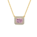 Gold-plated S925 silver necklace with rectangular radiant cut pink gemstone pendant - 18K Gold Plated (Pink Zirconia)