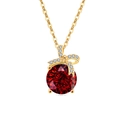 S925 zilveren ketting met rode edelsteen en een gouden strik hanger als detail - 925 zilver / 18K Goud Kleur (Robijnrode Zirconia)