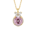 Exquisite S925 silver necklace featuring a round pink gemstone with a golden butterfly pendant - 925 Silver / 18K Gold (Pink Zirconia)