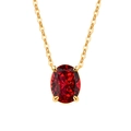 Elegant gold chain necklace with oval ruby pendant in classic four-claw setting - 18K Gold Tone (Red Zirconia)