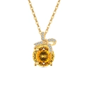 S925 zilveren halsketting met gele edelsteen en sprankelende strikhanger met diamanten - 925 zilver / 18K Goud Kleur (Goudgele Zirconia)