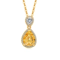 Elegant gold double pear-shaped necklace pendant with yellow and white stones - 925 Silver / 18K Gold Plated (Golden Yellow Zirconia)