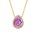 Elegant gold S925 sterling silver necklace with pear-shaped pink stone pendant - 18K Gold Plated (Rose Red Zirconia)