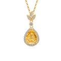 Elegante collana in oro 18K con gemma gialla a goccia e alone di zirconi bianchi - Color Oro 18K (Zirconia Giallo Oro)