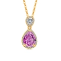 Golden teardrop necklace featuring pink and white stones with a micro-diamond halo - 925 Silver / 18K Gold Color (Rose Zirconia)