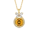 S925 sterling silver gold-plated necklace with yellow round ice cut crystal flower pendant - 925 Silver / 18K Gold Color (Golden Yellow Zirconia)