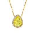 Elegant S925 sterling silver necklace with a pear-cut yellow gemstone pendant - 18K Gold Color (Apple Green Zirconia)