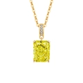 Golden radiant-cut yellow stone pendant necklace with sparkling zircon accents - 18K Gold Color (Apple Green Zirconia)