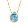 Elegant S925 sterling silver necklace with a light blue pear-shaped drop pendant - 18K Gold (Light Sea Blue Zirconia)