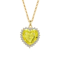 Goldkette mit herzförmigem gelbem Edelsteinanhänger und glänzendem Diamantkranz - 18K Goldton (Apfelgrüner Zirkonia)