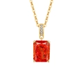 Elegant gold pendant necklace featuring a radiant cut red gemstone with crystal accents - 18K Gold Color (Garnet Red Zirconia)
