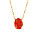 Elegant gold-plated cable chain necklace with an oval cut orange-red gemstone pendant - 18K Gold Tone (Garnet Red Zirconia)