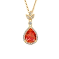 Collana con ciondolo in pietra arancione taglio a pera e finitura in oro luccicante - Color Oro 18K (Zirconia Rosso Granato)