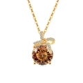 Elegante s925 zilveren ketting met champagne edelsteen en sprankelende strikhanger - 925 zilver / 18K Goud Kleur (Champagne Zirconia)