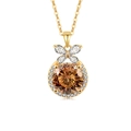 Elegant gold S925 silver necklace featuring a champagne round-cut gem and butterfly pendant - 925 Silver / 18K Gold Color (Champagne Zirconia)