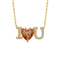 Goldene S925 Silberhalskette mit I LOVE YOU Herz-Anhänger und Champagner-Edelstein - 18K Goldfarbe (Champagner-Zirkonia)
