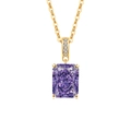 Elegant gold necklace with a rectangular purple gemstone pendant and zircon accents - 18K Gold Plated (Purple Zirconia)