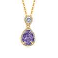 Double drop necklace with purple teardrop gemstone and gold-plated chain - 925 Silver / 18K Gold Color (Purple Zirconia)