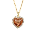 Elegante Halskette mit champagnerfarbenem Herzanhänger, Goldfinish und Zirkon - 18K Vergoldet (Champagner Zirkonia)