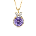 Exquisite gold-plated S925 silver necklace featuring a purple zircon and butterfly design - 925 Silver / 18K Gold Plated (Purple Zirconia)