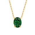 Elegant 18K gold O-chain necklace with large oval faceted emerald green gemstone pendant - 18K Gold Tone (Emerald Green Zirconia)