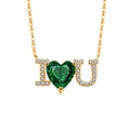 Goldene Herz-Halskette mit I Love You Design, grünem Zirkon und weißen Kristallen - 18K Goldfarbe (Smaragdgrüner Zirkonia)
