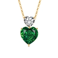 Elegant 18K gold necklace with emerald heart and white zircon pendant details - Silver Tone (Emerald Green Zirconia)