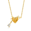 Elegante goldene Halskette mit gelbem Herzkristall und Tropfenanhänger auf weißem Grund - 18K Goldfarbe (Goldgelber Zirkonia)
