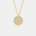 Detail van vergulde S925 zilveren ketting met fonkelende hanger met de letter O - 925 zilver / 18K Goud (Letter O)