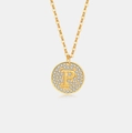 Detail van s925 zilveren ketting met gouden letter P hanger en pavé kristallen - 925 zilver / 18K Goud (Letter P)