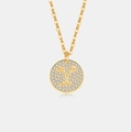 Detail van de s925 zilveren gouden ketting met zirkonia geplaveide letter Y hanger - 925 zilver / 18K Goud (Letter Y)