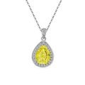 Collana in argento con ciondolo a goccia in pietra gialla su una catena classica - Tonalità Argento (Zirconia Verde Mela)