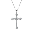 Elegant S925 sterling silver cross pendant necklace with sparkling cubic zirconia stones - Cross Pendant (PXZ515) / 925 Silver / Platinum