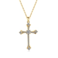 S925 silver cross necklace in gold finish with sparkling white zircon stones - Cross Pendant (PXZ515) / 925 Silver / 18K Gold