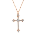 S925 sterling silver cross necklace in rose gold finish with sparkling white zircons - Cross Pendant (PXZ515) / 925 Silver / Rose Gold