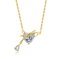 Exquisite goldene Halskette mit Herz-Kristallanhänger und Schleifen-Schmuckdetail - 18K Vergoldet (Weißer Zirkonia)