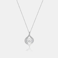 Elegante zilveren ketting met bladvormige hanger, een witte parel en zirkonia stenen - Alleen Hanger (Zonder Ketting) / Platina