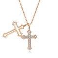 Roségoldene S925 Sterlingsilber Kette mit doppeltem Kreuzanhänger und Zirkonia Steinen - Kreuzanhänger (PXZ516) / 925er Silber / Roségold