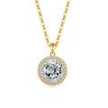 Classic 18K gold halo pendant necklace with a brilliant round-cut central stone - 18K Gold (White Zircon)