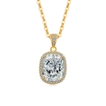 Collier en or avec pendentif halo ovale, grande pierre précieuse et chaîne délicate - Or 18K (Zirconium Blanc)