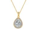 Collana in oro con pendente in moissanite taglio a pera e contorno di diamanti - Oro 18K (Zircone Bianco)